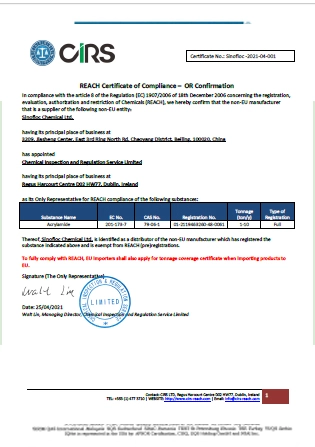 REACH Registrations of Two Monomers